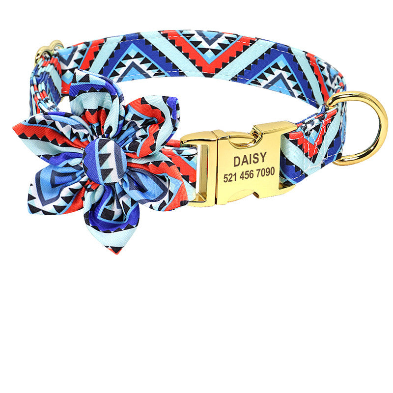 Collar de perro impreso a la moda, Collar de nailon personalizado para perro, collares personalizados para cachorros y gatos, collares con etiqueta de identificación grabada, accesorios para perros