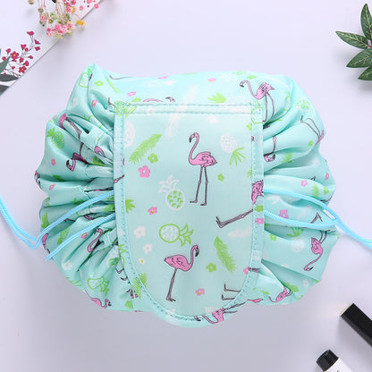 Bolsa de cosméticos pequeña con cordón perezoso portátil