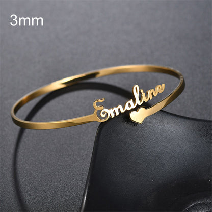 Pulsera con nombre personalizado, brazaletes personalizados, joyería de acero inoxidable