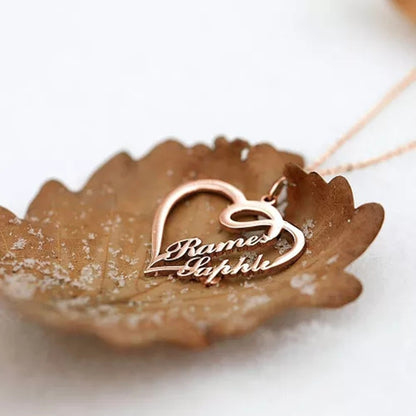 Collares personalizados con nombre, colgante, collar de mujer con doble corazón