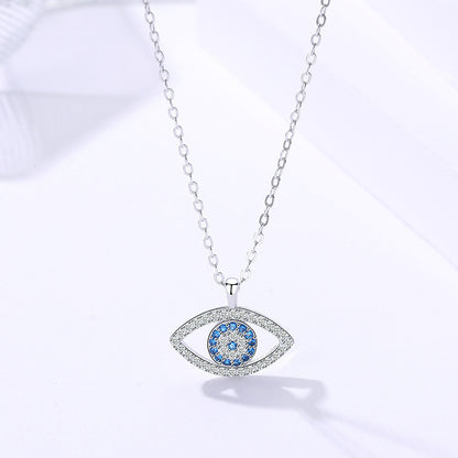 Collar de ojo de demonio atmosférico de plata de ley s925, colgante de ojo