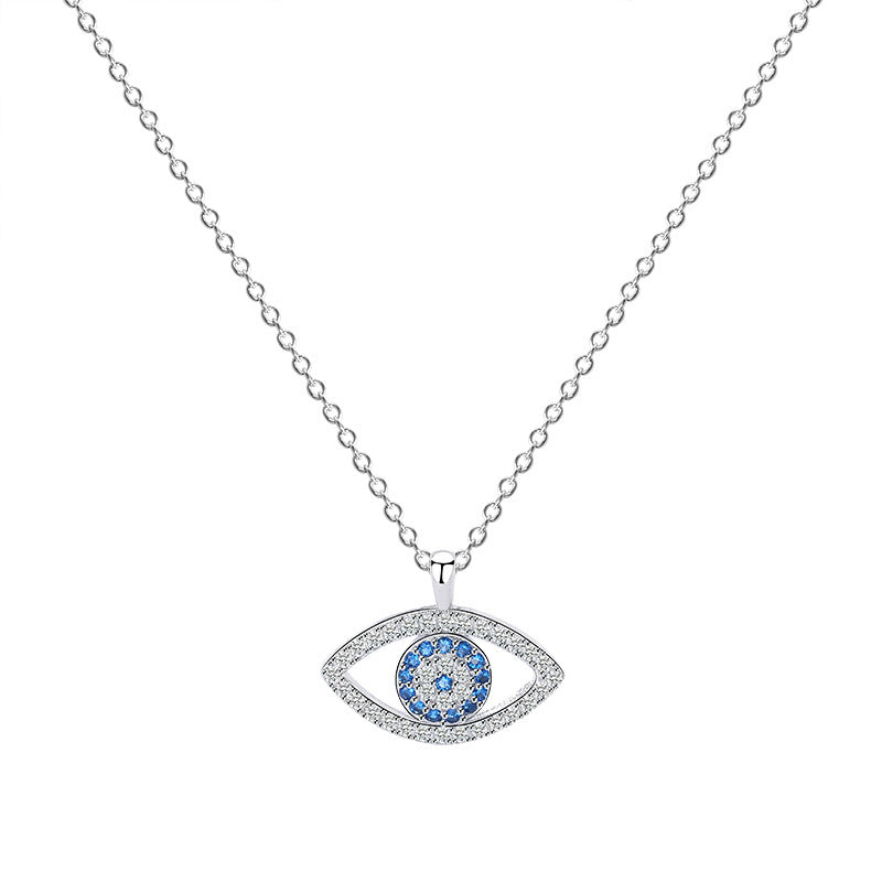 Collar de ojo de demonio atmosférico de plata de ley s925, colgante de ojo