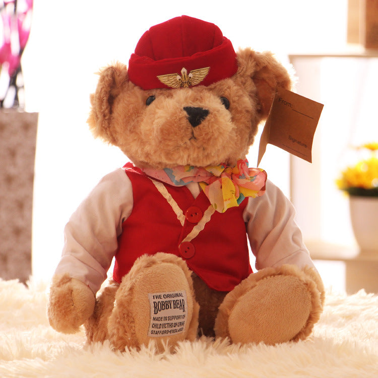 Urso de pelúcia boneca aeromoça urso brinquedo de pelúcia uniforme urso boneca