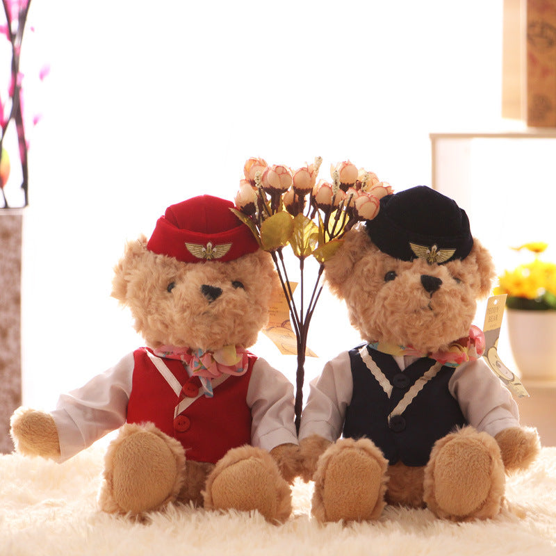 Teddy Bear Doll Stewardess Bear Plush Toy Uniform Bear Doll