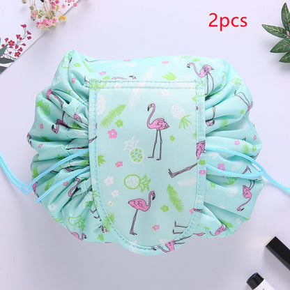 Bolsa de cosméticos pequeña con cordón perezoso portátil