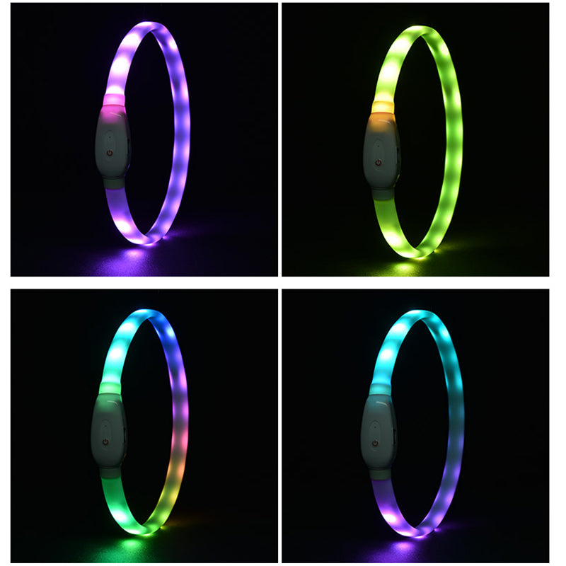 Coleira luminosa de led para animais de estimação, coleira de silicone recarregável usb, suprimentos para animais de estimação