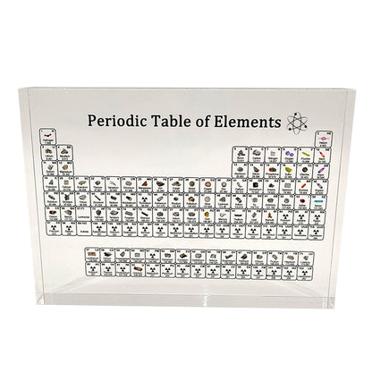 Mesa periódica de elemento químico acrílico, cartão de exibição de aprendizagem, elemento de cristal, artesanato de mesa periódica