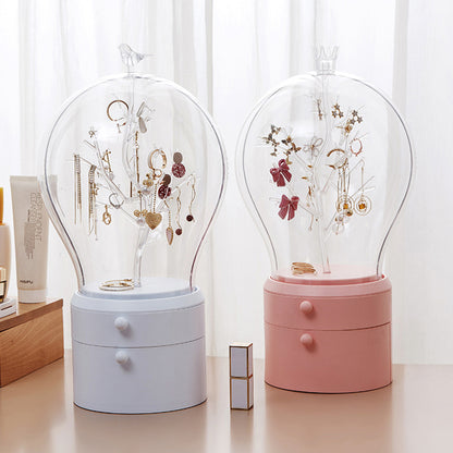 LED Light jewellery Organizer, Transparent Jewellery Box, The Earrings Rack Rotates 360 degrees.