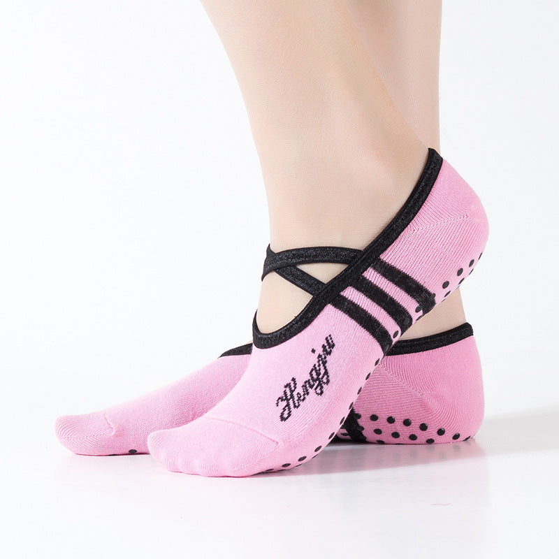 Round Head Halter Yoga Socks With Cross-Point Glue To Prevent Slippery Socks