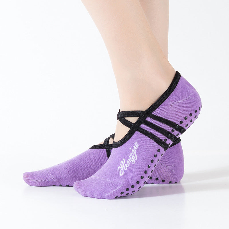 Round Head Halter Yoga Socks With Cross-Point Glue To Prevent Slippery Socks