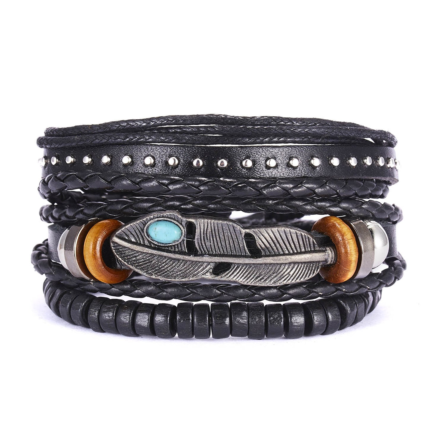 Pulsera de traje ajustable de cuero trenzado cruzado