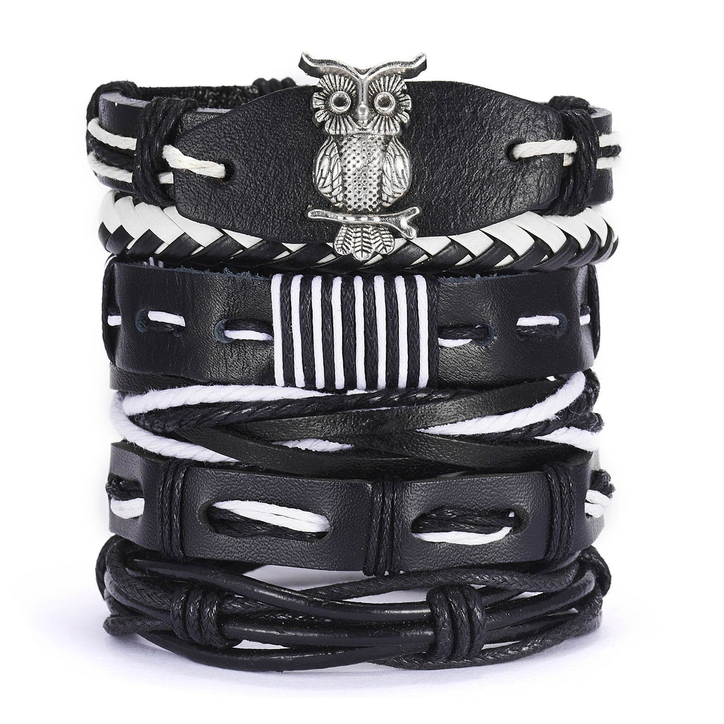 Cross Braided Leather Adjustable Suit Bracelet