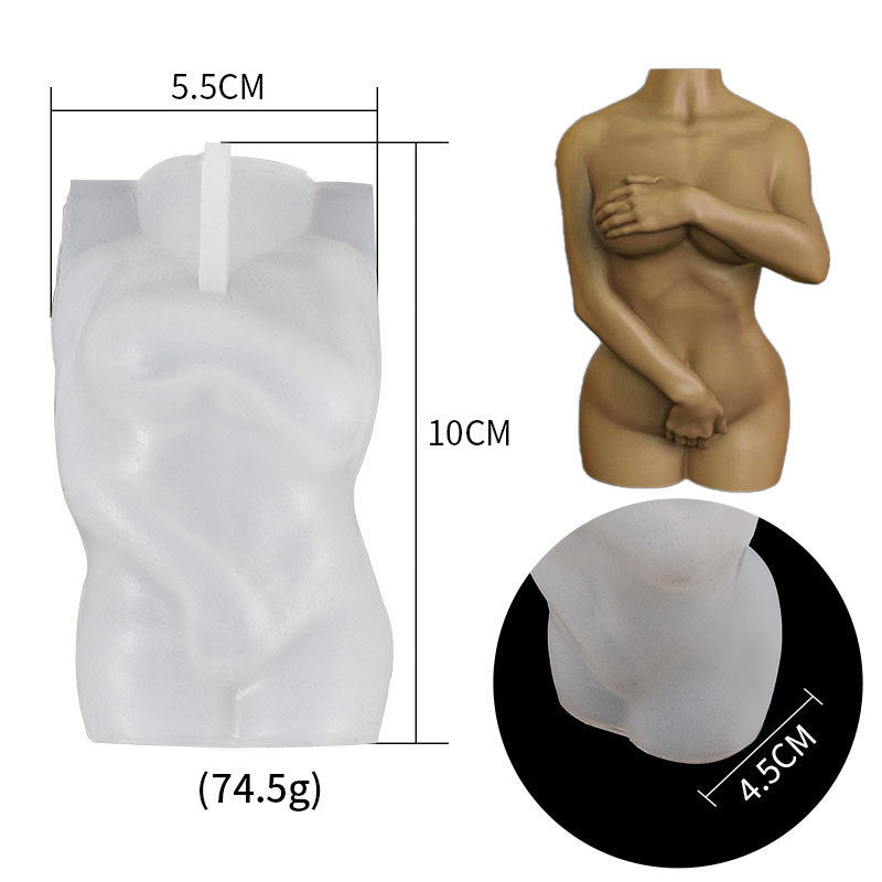 Human Body Silicone Mold Diy Shy Female Holding Hands Male Aroma Candles Human Body Half Body Silicone Mold