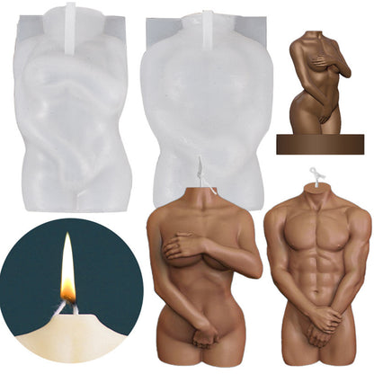 Human Body Silicone Mold Diy Shy Female Holding Hands Male Aroma Candles Human Body Half Body Silicone Mold