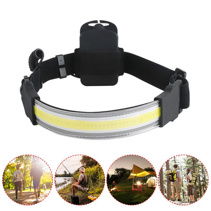 Linterna frontal LED Cob con batería incorporada, lámpara impermeable con cabezal recargable