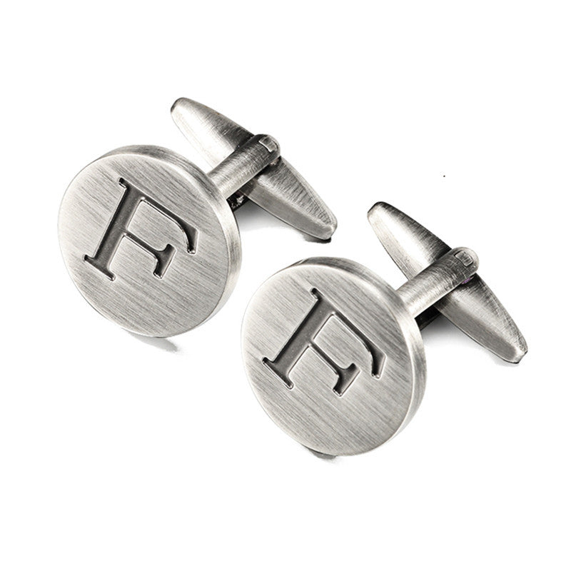 Men's antique silver letters French shirt cufflinks