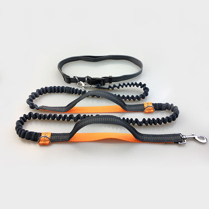 Multi-function running reflective pull dog leash double elastic dog leash traction