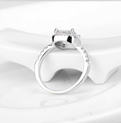 925 Sterling Silver Square Diamond Ring