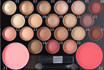 Conjunto de paleta de sombras e dourados com 22 cores