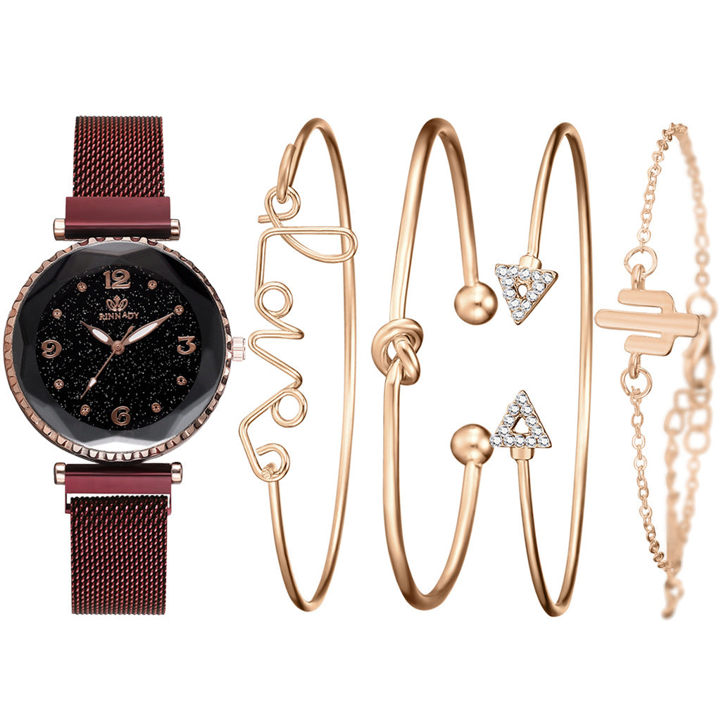 Relojes de mujer cielo estrellado imán hebilla moda pulsera reloj de pulsera