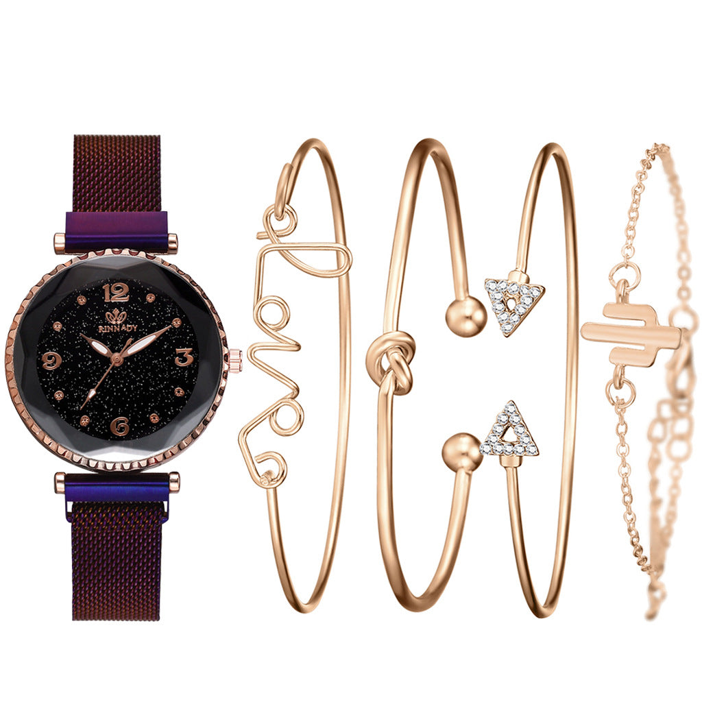 Relojes de mujer cielo estrellado imán hebilla moda pulsera reloj de pulsera