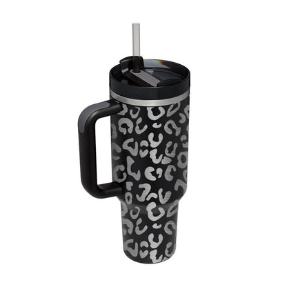 Thermal Mug 40oz Straw Coffee Insulation Cup With Handle, Portable Car Stainless Steel Water Bottle