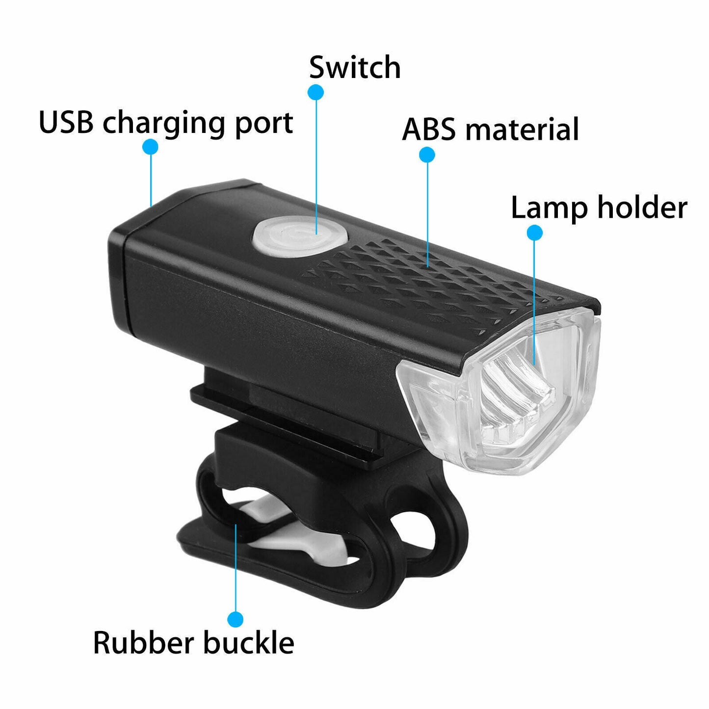 USB recargable LED bicicleta faro bicicleta cabeza luz delantera trasera lámpara ciclismo