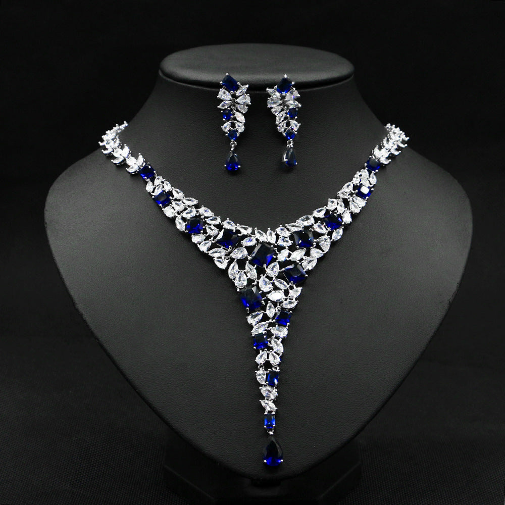 Colorful Zircon Necklace Set Wedding