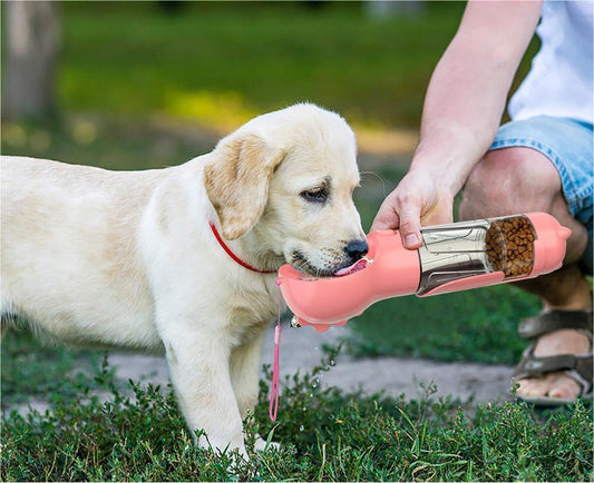 Garrafa de água para animais de estimação, tigela, saco de lixo, armazenamento portátil, viagem ao ar livre, 3 em 1, garrafa de água para cães