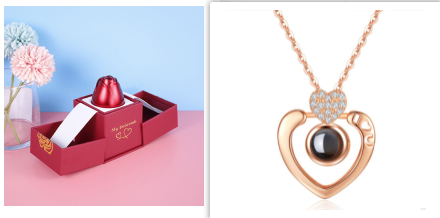 Hot Valentine's Day Gifts, Metal Rose Jewelry Gift Box, Necklace For Wedding, Girlfriend Gifts