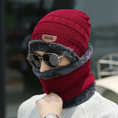 Conjunto de gorro de inverno, cachecol, chapéu de malha quente, forrado de lã grossa, chapéu de inverno, aquecedor de pescoço para homens e mulheres