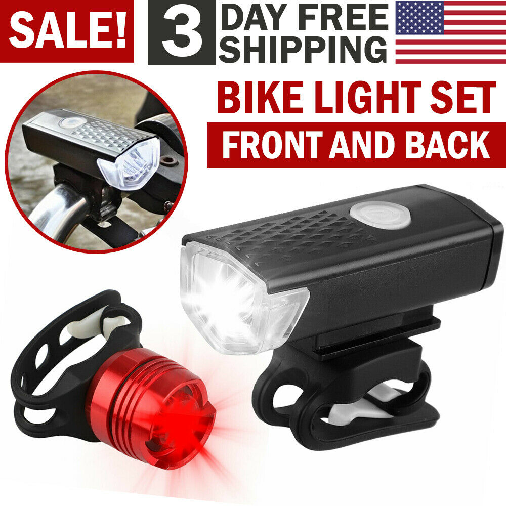 USB recargable LED bicicleta faro bicicleta cabeza luz delantera trasera lámpara ciclismo