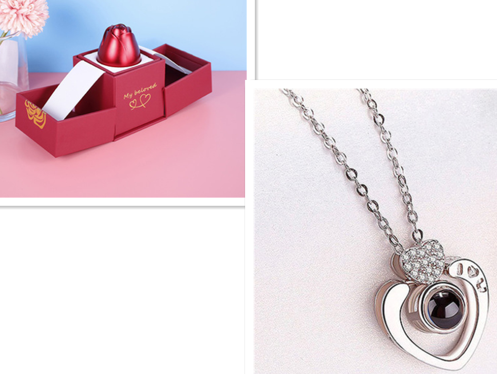 Hot Valentine's Day Gifts, Metal Rose Jewelry Gift Box, Necklace For Wedding, Girlfriend Gifts