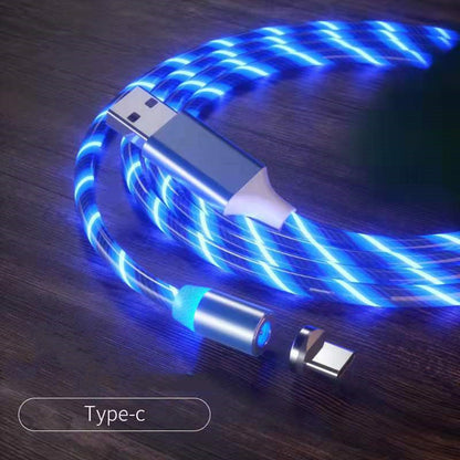 Cabo de carregamento magnético streamer cabo de carregamento rápido iluminação micro cabo usb led carregador magnético tipo-c cabo