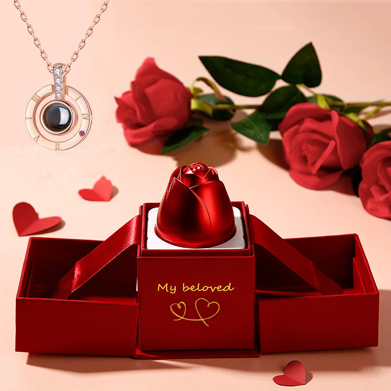 Hot Valentine's Day Gifts, Metal Rose Jewelry Gift Box, Necklace For Wedding, Girlfriend Gifts