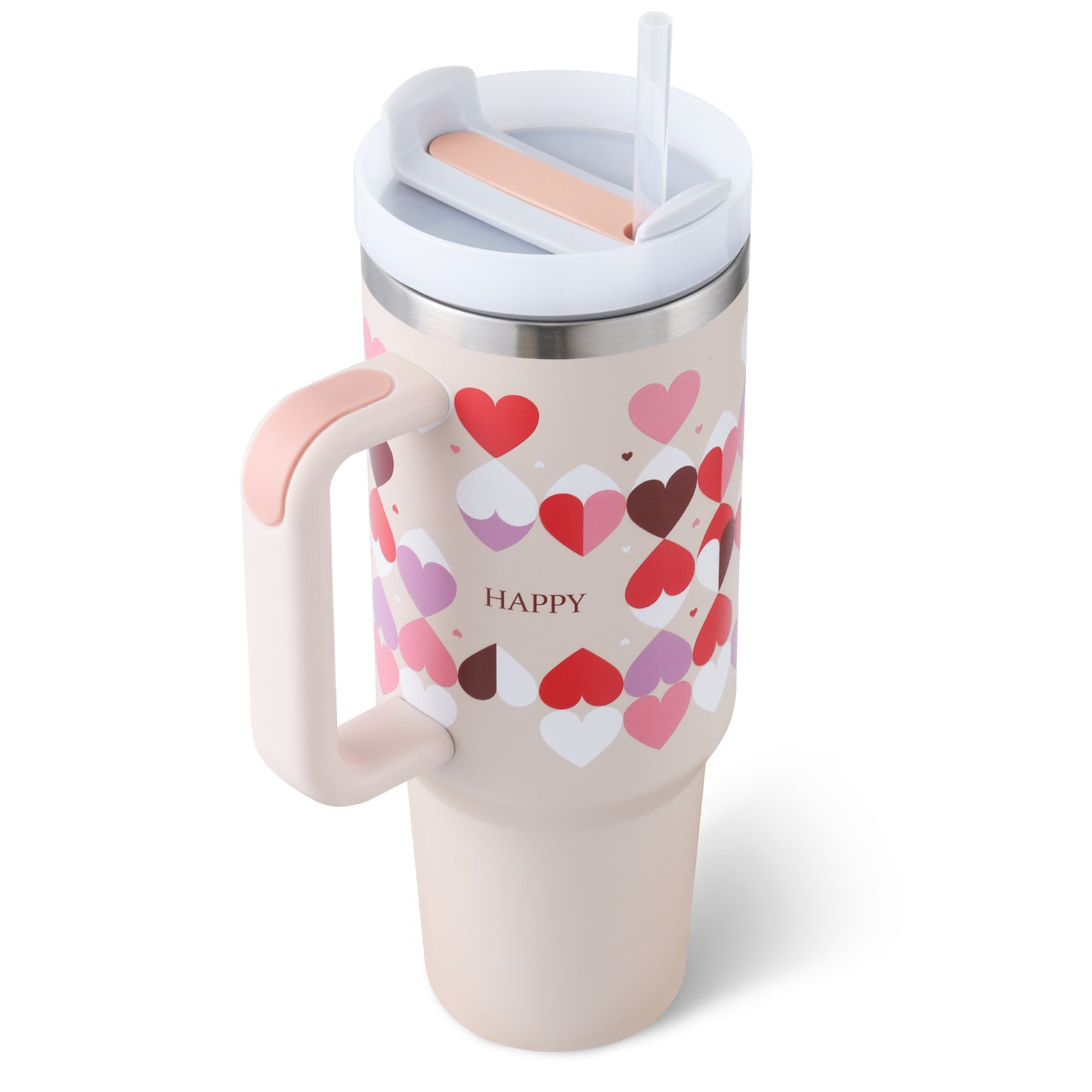 Thermal Mug 40oz Straw Coffee Insulation Cup With Handle, Portable Car Stainless Steel Water Bottle