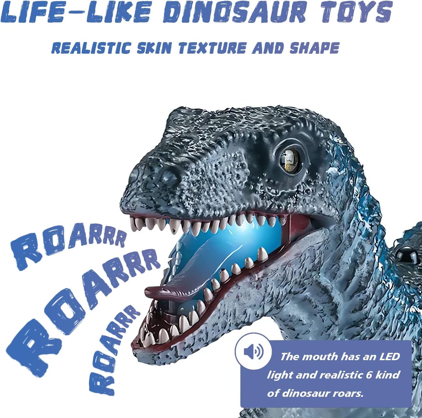 Juguetes De Dinosaurio De Control Remoto, Juguete De Dinosaurio Caminante Eléctrico para Niños, Juguetes Velociraptor Jurásico con Sonidos De Simulación Realistas Y Luz para Regalos para Niños De 3 A 7 Años