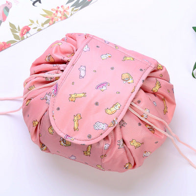 Portable waterproof drawstring cosmetic bag