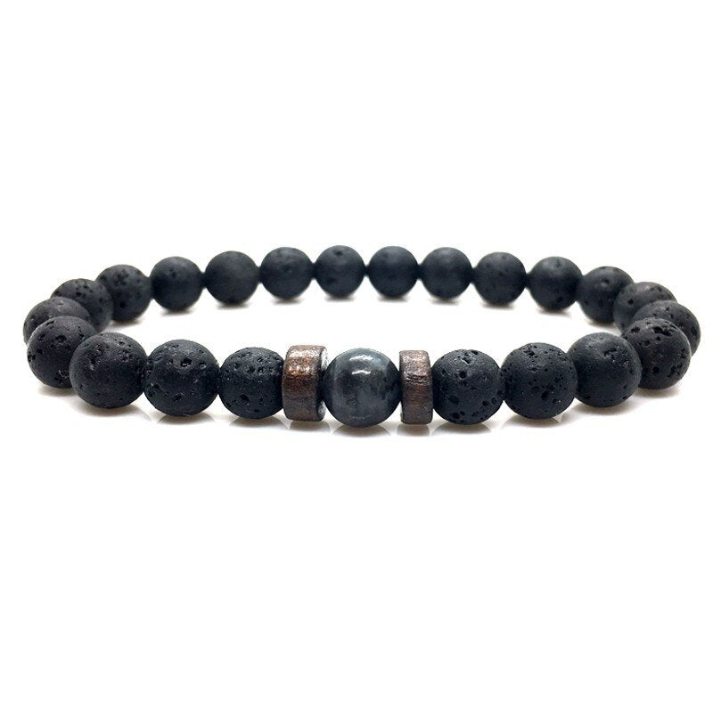 PersonalidadPulsera de piedra volcánica negra para hombre