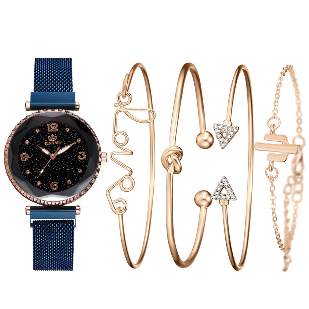 Relojes de mujer cielo estrellado imán hebilla moda pulsera reloj de pulsera