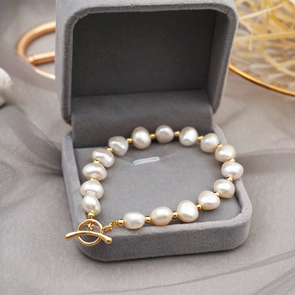 Freshwater Pearl Bracelet Female 14k Real Gold Plated