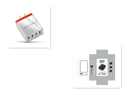 Cargador USB de carga rápida 3,0, adaptador de teléfono de 4 puertos para tableta Huawei IPhone 12, cargador móvil de pared portátil, cargador rápido