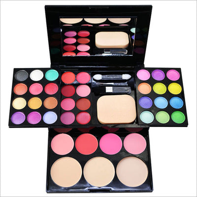 Caja de maquillaje 24 sombras de ojos 8 barras de labios 4 rubores 3 polvos 39 discos de maquillaje de colores bandeja de maquillaje combinada