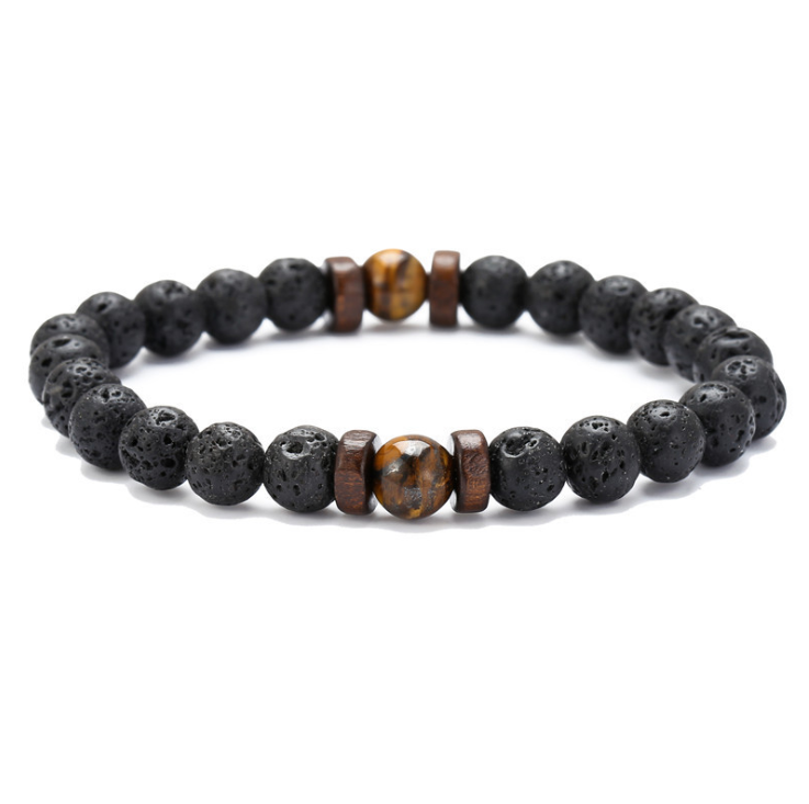 PersonalidadPulsera de piedra volcánica negra para hombre