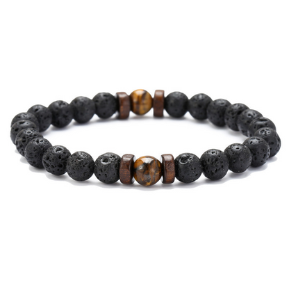 PersonalidadPulsera de piedra volcánica negra para hombre