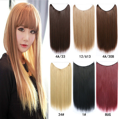 Invisible Wire No Clips in Hair Extensions Secret Fish Line Hairpieces Silky Straight Synthetic