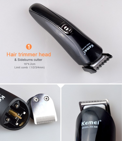 Cortadora de pelo Kemei 6 en 1 recargable, cortadora de pelo de titanio, afeitadora eléctrica, cortadora de barba, herramientas de estilismo para hombres, máquina de afeitar