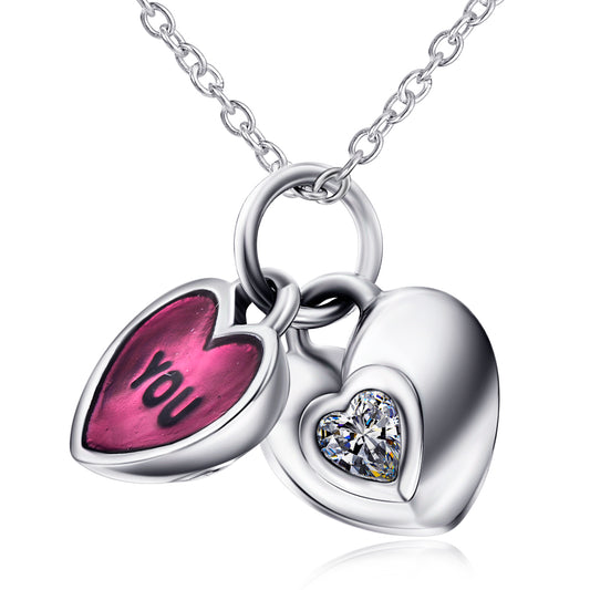 Ladies Simple Fashion 925 Heart Pendant Necklace