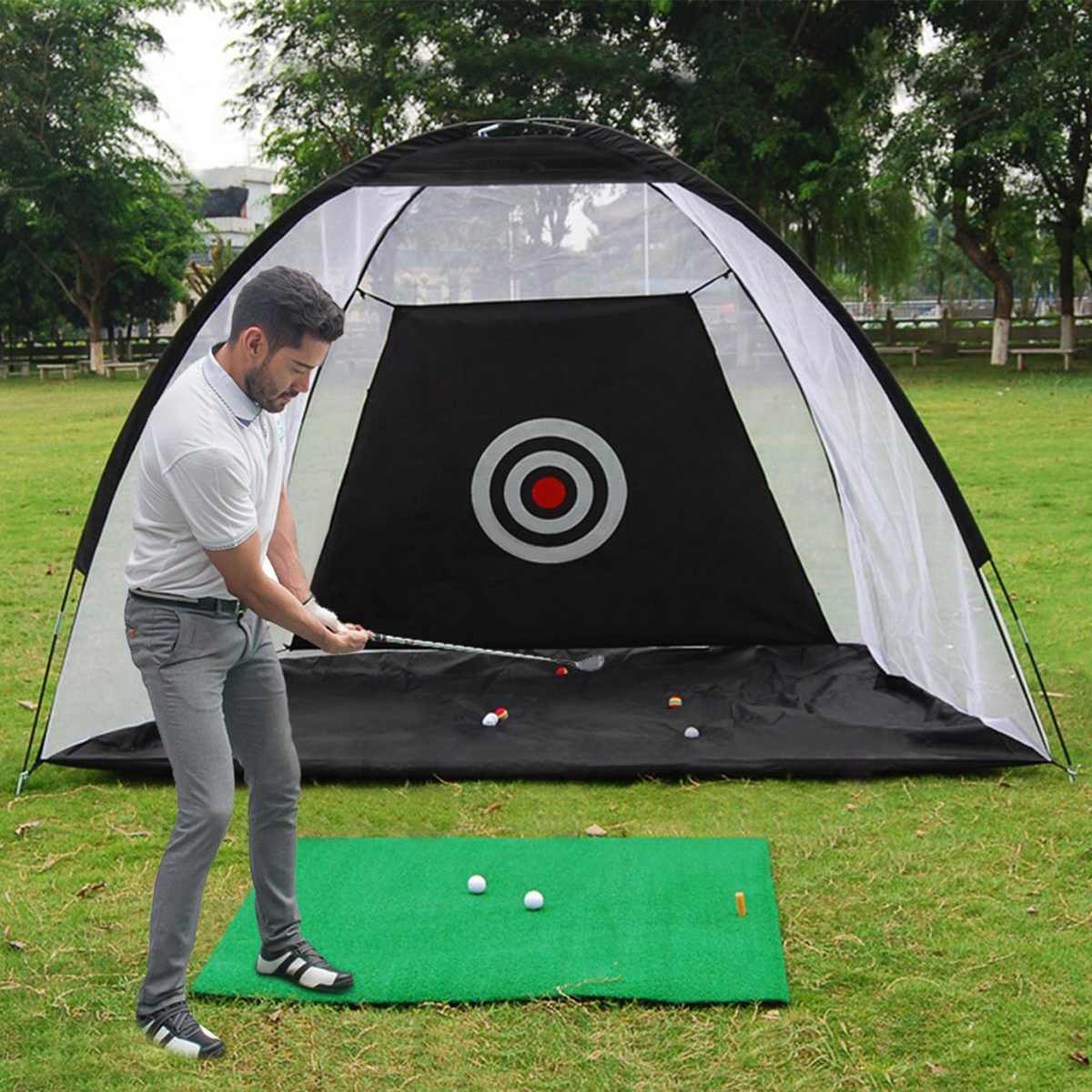 Tenda de rede para prática de golfe, gaiola para bater, jardim, pastagem, equipamento de treinamento de golfe, malha ao ar livre