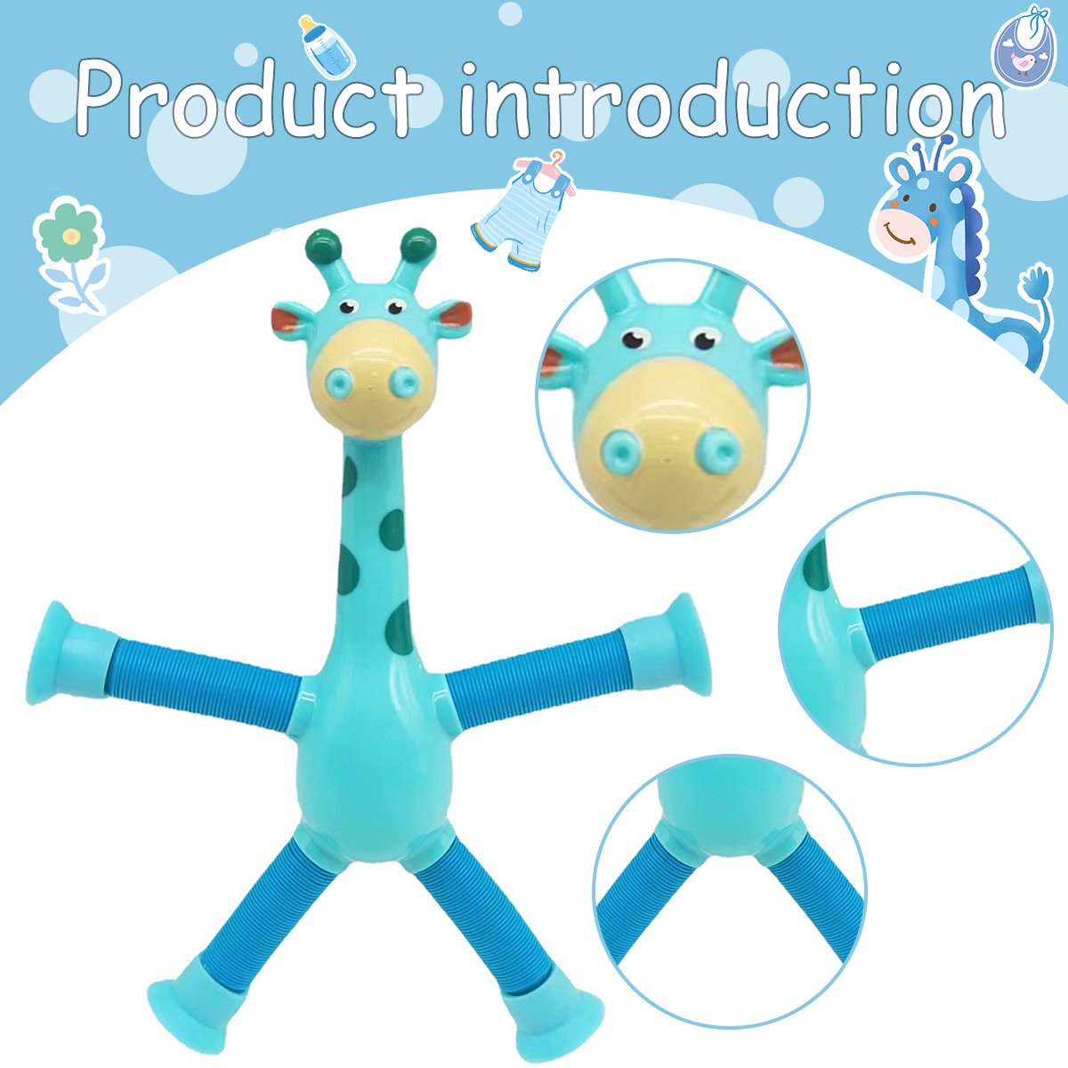 Girafa pop tubos brinquedos sensoriais novidade primavera brinquedo fidget estiramento tubo alívio do estresse brinquedo para o presente do miúdo festa favores